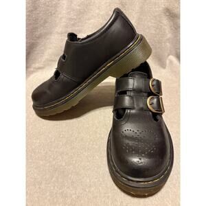 Dr. Martens Youth 8065 J Size 1 Black Leather Mary Jane Double Strap Shoes